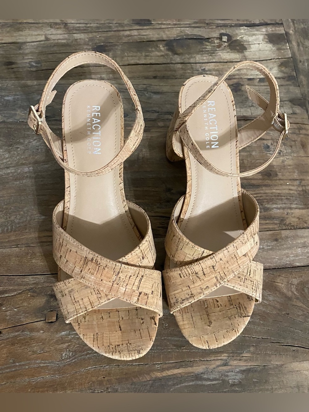 Kenneth Cole Reaction Cork Platform Sandals - Tan